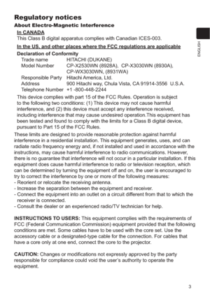 Page 53
ENGLISH
Regulator y notices
About Electro-Magnetic InterferenceIn CANADA
+
\V

\V\V
\V\
	
\V
\V\V\
\.\.\V!;#FFJ
In the US, and other places where the FCC regulations are applicable
Declaration of Conformity +\V\.\V !+! (DUKANE)
$\V@	\V \V)#KMOJF%@ (8928A), \V)#KJFJF%@  (8930A),
)#%KJFJF%@\V(8931WA)

\.
\V)\V \V\VP


\V QFF\V\V

\V	\VR
\V\VQTQTU#JOOV\V\V:;
+

\.\V@	\V...