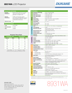 Page 4*   Actual lamp life will vary by individual lamp and based on environmental conditions, selected operating mode, user settings and usage. H\
ours of average lamp life specified are not guaranteed and do not constitute part of the product or lamp warranty. Lamp brightness decreases over time.**   Actual filter life will vary by individual filter and based on envir\
onmental conditions, selected operating mode, user settings and usage. H\
ours of average filter life specified are not guaranteed and do not...