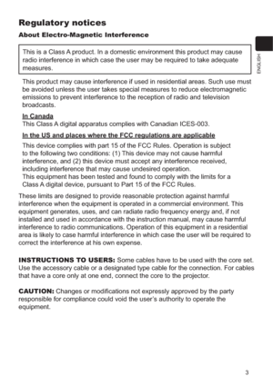 Page 53
ENGLISH
Regulator y notices
About Electro-Magnetic Interference
:;-1\f-1\f$\f