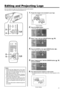 Page 4141
MENU
V-KEYSTONE H-KEYSTONE VOL.
EXIT
ENTER
2
23,5
4
QUICK ALIGN. PC VIDEOVOLUME
PRESET HIDE
ENTER
MENU EXITFREEZE
OPERATE
V-KEYSTONEH-KEYSTONESCREENDIGITAL
ZOOM
FOCUS
W
S
3,54
Notes
•Setting the logo display item in the “Logo”
menu to “ON” and switching on the power dis-
plays the D-ILA logo and then the user-set
logo. (Factory setting is “ON”)
•When the D-ILA or user-set logo is displayed
after the projector is turned on, pressing the
EXIT button will delete the logo.
•During video signal input,...