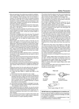 Page 33
–Slots and openings in the cabinet are provided for ventilation.
These ensure reliable operation of the product and protect it
from overheating. These openings must not be blocked or
covered. (The openings should never be blocked by placing
the product on bed, sofa, rug, or similar surface. It should not
be placed in a built-in installation such as a bookcase or rack
unless proper ventilation is provided and the manufacturer’s
instructions have been adhered to.)
For proper ventilation, separate the...