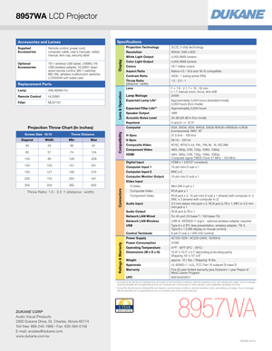 Page 4*   Actual lamp life will vary by individual lamp and based on environmental conditions, selected operating mode, user settings and usage. H\
ours of average lamp life specified are not guaranteed and do not constitute part of the product or lamp warranty. Lamp brightness decreases over time.**   Actual filter life will vary by individual filter and based on envir\
onmental conditions, selected operating mode, user settings and usage. H\
ours of average filter life specified are not guaranteed and do not...