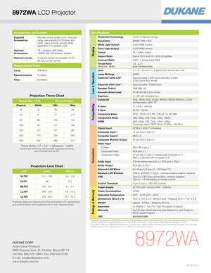 Page 4*   Actual lamp life will vary by individual lamp and based on environmental conditions, selected operating mode, user settings and usage. Hours of average lamp life specified are not guaranteed and do not constitute part of the product or lamp warranty. Lamp brightness decreases over time.**   Actual filter life will vary by individual filter and based on environmental conditions, selected operating mode, user settings and usage. Hours of average filter life specified are not guaranteed and do not...