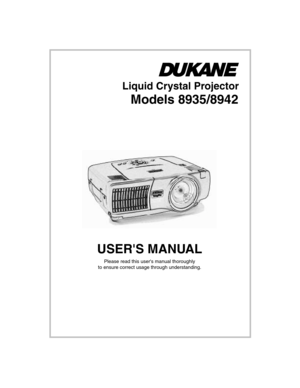 Page 1Liquid Crystal Projector
Models 8935/8942
USERS MANU AL
Please read this users man ual thoroughly
to ensure correct usage through understanding. 