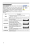 Page 42
40

Multifunctional settings
NETWORK Menu
ItemDescription
DHCP
Using the buttons ▲/▼ turns on/off the DHCP function.
TURN ON  TURN OFF
If your network doesn’t support the DHCP function, select the TURN OFF.
IP ADDRESS
Enter the IP address of the projector  using Enter the IP address of the projector  using Enterthe ◄/►/▲/▼ buttons.
This menu is available only when the item of the DHCP is set to TURN OFF.
SUBNET MASK
Enter the SUBNET MASK  of your NETWORK using the ◄/►/▲/▼ buttons.
This menu is...