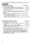 Page 2020
Operating
1.
Adjusting the volume
Use the VOLUME +/VOLUME - buttons to adjust the volume.
A dialog will appear on the screen to aid you in adjusting the 
volume. If you do not do anything, the dialog will automatically 
disappear after ten seconds.
●  When 
 is selected for current picture input port, the volume 
adjustment is disabled. Please see AUDIO SOURCE item of AUDIO menu 
(
46).
●  Even if the projector is in the standby mode, the volume is adjustable when  both of the following conditions...