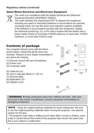 Page 64
Contents of  package
