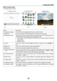 Page 8069
4. Using the Viewer
Parts of each screen
The	Viewer	has	four	screens.
(1) Viewer start screen (3) Thumbnail screen (9) Slide screen/
(11) Slideshow screen
NameDescription
(1)	 Viewer	start	screenThis	screen	will	be	displayed	first	when	you	select	the	 Viewer.
(2)	USB	iconThis	icon	indicates	that	the	USB	memory	is	inserted	into	the	projector.
(3)	Thumbnail	screenThis	 screen	 will	show	 a	list	 of	folders	 and	image	 files	stored	 in	the	 USB	 memory. 	The	
JPEG	Exif	files	will	be	displayed	in...