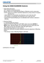 Page 4847LWU701i/LW751i/LX801i/LWU601i/LW651i
User's Manual - Operating Guide020-000786-02
LIT MAN USR D2
Operating
Using the EDGE BLENDING features
1. Mode (Manual/Camera)
OFF: Disables the Blending function.
 Manual: Allows you to adjust Blending Region or Blending Level by using menu.
Camera:  Allows you to perform automatic adjustment by using Camera in Projector  Blending Tool.
• HDCR LiteLoc is not selectable when Blending is set to other than OFF.
• ECO MODE is not selectable when Blending is set to...