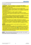 Page 1312LWU701i/LW751i/LX801i/LWU601i/LW651i
User's Manual - Operating Guide020-000786-02
LIT MAN USR D2
Setting up
Arrangement (continued)
►Place the projector in a cool place with sufficient 
ventilation.  The projector may shutdown automatically or may malfunction if its 
internal temperature is too high.
Using a damaged projector could result in a fire and an electric shock.
•  Do not place the projector in direct sunlight or near hot objects such as heaters. 
•  Do not place the projector where the...