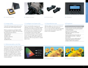 Page 3Regular 
color gamut
Expanded 
color gamut
REC 709
   Standard color gamut   Expanded color gamut
Reinvent tHe St AnDARDS
2
 Full suite of lenses LCD keyboard Intelligent Lens System 3-chip DLP technology
[ 2 ] image quality
 
3-chip DLP technology, high-quality optics  
and world-class 10-bit image processing. 
With low maintenance and highly reliable 
(>100,000 MTBF for DMDs) DLP technology, 
the Christie M Series delivers:
  High  brightness
 Excellent  color 
Excellent uniformity
High contrast...