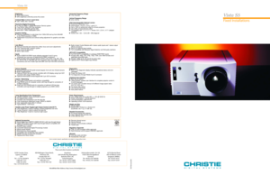 Page 1NA/February2002
Vista S5
Fixed Installations
Vista S5
Fixed Installations
Brightness
5000 ANSI  lumens
90% brightness uniformity across the screen
Contrast Ratio (1.5-2.2:1 zoom lens)
350:1 ANSI, 400:1 full field
Resolution/Digital Processing
3 chip 0.9 DMD™‚ (Digital Micromirror Device) system
True SXGA 1280x1024 chip resolution
13 bit user selectable gamma table
More than 1 billion displayable colors
Dynamic Scaling
Resizing capabilities to scale down from 1600x1200 and up from 640x480 
to the...