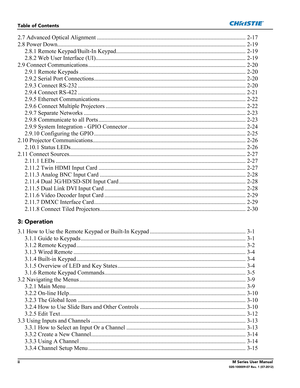 Page 8iiM Series User Manual020-100009-07 Rev. 1 (07-2012)
Table of Contents
2.7 Advanced Optical Alignment ..................................................................................................... 2-17
2.8 Power Down................................................................................................................................ 2-19
2.8.1 Remote Keypad/Built-In Keypad........................................................................................ 2-19
2.8.2 Web User...