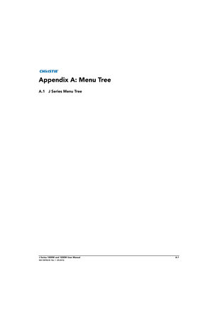 Page 155J Series 1000W and 1200W User ManualA-1020-100706-02  Rev. 1  (03-2014)
Appendix A: Menu Tree
A.1 J Series Menu Tree 