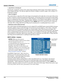 Page 623-24Mirage M Series User Manual020-100575-02  Rev. 1   (11-2010)
Section 3: Operation
• ADAPTIVE CONTRAST
Dynamically expands the contrast of the output image producing vibrant images with seamless response to 
scene changes and fades. The slide bar adjusts the amount of adaptive contrast to apply, with a setting of “0” 
producing no change. 
• SPLIT SCREEN
This control allows a snap shot of the main image to be presented on the right side or lower part of the screen, 
to allow evaluation of advanced...