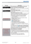 Page 124122DWU951/DHD951/DWX951/DXG1051 
Users Manual - Operating Guide020-000661-02 Rev. 1 (06-2014)
Troubleshooting
Message Description
The horizontal or vertical frequency of the input 
VLJQDOLVQRWZLWKLQWKHVSHFL¿HGUDQJH

VRXUFHVSHFV
An improper signal is input. 

VRXUFHVSHFV
The internal temperature is rising. 
3OHDVHWXUQWKHSRZHURIIDQGDOORZWKHSURMHFWRUWRFRRO
GRZQDWOHDVWPLQXWHV$IWHUKDYLQJFRQ