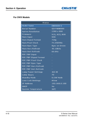 Page 47G Series User Manual020-000648-01  Rev. 3 (02-2014)
Section 4: Operation
4-18
For DWX Models 