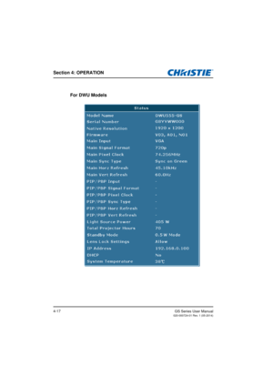 Page 51Section 4: OPERATION
GS Series User Manual020-000724-01 Rev. 1 (05-2014)4-17
For DWU Models 