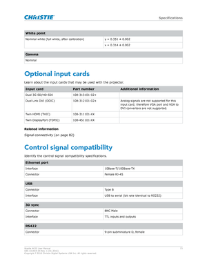 Page 73White point
Nominal white (full white, after calibration) y = 0.351 