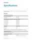 Page 72Specifications
Learn about the product specifications. Due to continuing research, specifications are subject to
change without notice.
Display
Learn about the displa
y specifications.Panel resolution and refresh rate
Pixel format (H x V square pixels)
4096 x 2160
Processing path 23.97 - 60 HzAchievable brightness (measured at screen center)