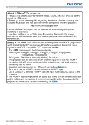 Page 20DWU951/DHD951/DWX951/DXG1051/ 
DWU851/DHD851/DWX851 Users Manual - Operating Guide020-000661-03 Rev. 1 (09-2014)
Setting up
