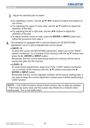 Page 4644DWU951/DHD951/DWX951/DXG1051/ 
DWU851/DHD851/DWX851 Users Manual - Operating Guide020-000661-03 Rev. 1 (09-2014)
7KLVSURMHFWRULVHTXLSSHGZLWKDPHPRU\IHDWXUHIRU.(