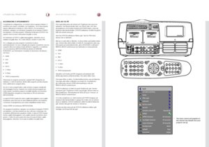 Page 4545
italianonorskUTILIZZO DEL PROIETTORE BRUK AV PROJEKTOREN
ACCENSIONE E SPEGNIMENTO
Completata la configurazione, accendere tutte le apparecchiature  . Il 
proiettore può essere controllato con il tastierino, con il telecomando 
oppure utilizzando le interfacce LAN o RS232  . Per accendere il 
proiettore, spingere con decisione il pulsante di accensione POWER 
sul tastierino o sul telecomando  . Si illumina l’indicatore di STATO che 
quando viene accesa l’unità passa da giallo a verde  .
Se l’indicatore...