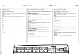 Page 20englishdeutschfrancais
20
KEYPAD TASTENFELDCLAVIER
20
The.keypad .is .illuminated .for .operation .in .dark .environments  ..Available .functions .are .illuminated.in .yellow .while .selected .(active) .functions .are .illuminated .in .green  ..Functions .that .are .not.available .are .not .illuminated  .
In.addition .to .the .various .functions, .10 .keys .are .numbered .0-9  ..These .keys .are .used .for .PIN.code .and .other .numeric .functions .as .applicable  .
POWERSwitches.the .projector .between...