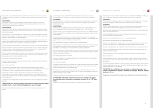 Page 7españolitalianonorsk
7
SEGURIDAD Y ADVERTENCIASSIKKERHET OG ADVARSLERSICUREZZA E AVVERTENZE
Esta guía de usuario contiene información importante acerca de las precauciones de seguridad y la instalación y el uso del proyector. Lea detenidamente el manual antes de poner en marcha el proyector.
SEGURIDADEste aparato cumple las normas de seguridad correspondientes a equipos de proceso de datos para su uso en un entorno de oficinas. Antes de usar el proyecto\
r por primera vez, lea detenidamente las...