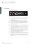 Page 1818User’s Guide – Getting to know the projectorF35/FL35  
user’s guide - Getting to know the projector
4.3 Connectivity
he projector features a wide range of video inputs and command/control connectors.  
Figure 4-7 shows the connector panel.
Figure 4-7. Connector panel
A LAN: 10/100 Mbit Ethernet connector for command, control and software upgrade.
B RC INPUT: 3.5mm mini-jack connector. Allows connection of external IR receiver or 
wired remote control.
C TRIGGERS: 3.5mm mini-jack connector triggers....