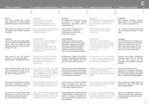 Page 5SICHERHEIT & WARNHINWEISE
SICHERHEIT
Dieses Gerät erfüllt die gültigen
Sicherheitsbestimmungen für
Datenverarbeitungsgeräte, die für 
den Einsatz in Büros bestimmt sind.
Vor der ersten Benutzung des Projektors
bitte die Sicherheitsanweisungen
sorgfältig durchlesen.
WARNHINWEISE
Nur die mit dem Gerät mitgelieferten
Kabel und Leitungen oder Original-
Ersatzkabel verwenden. 
Die Verwendung anderer Kabel oder
Leitungen kann zu Störungen in der
Funktion und zu bleibenden Schäden
des Geräts führen.
Das Gerät...