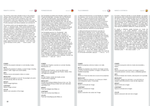 Page 2222
englishdeutschfrancaisespañolREMOTE CONTROLFERNBEDIENUNGTELECOMMANDEMANDO A DISTANCIA
POWERSwitches the projector between on and standby modes .
AUTOAdjusting the projector to display a correct image, including position, width, height and overall stability .
INFODisplays source and projector status on screen .
BACKLIGHTSwitches the backlight on and off . The backlight will switch off automatically after ten seconds .
BRIGHTAdjusts image brightness .
CONTRASTAdjusts image contrast .
COLORAdjusts color...