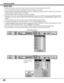 Page 48OK ?
Ye s
No630
1056
47
4
Stored
Stored
48
MAIN MENU DISPLAY
PC ADJUSTMENT
DISPLAY
MODE FREE
The Mode free function is provided to confirm or clear the parameter data produced by PC ADJUST.
1. Press the MENU BUTTON and the MAIN MENU DISPLAY dialog box will appear.
2. Press the POINT LEFT/RIGHT BUTTON(s) to select PC ADJUST and press the SELECT (REAR CLICK) BUTTON.
Another dialog box Where to reserve will appear.
3. Press the POINT DOWN BUTTON and a red arrow will appear.
4. Move the arrow to one of the...