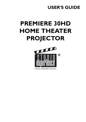 Page 1USERS GUIDE
PREMIERE 30HD 
HOME THEATER 
PROJECTOR
  
