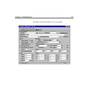 Page 173Chapter 13: Miscellaneous 161
The figures below show mailbox 701 as an example. 