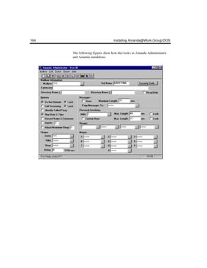 Page 176164 Installing Amanda@Work.Group/DOS
The following figures show how this looks in Amanda Administrator 
and Amanda standalone. 