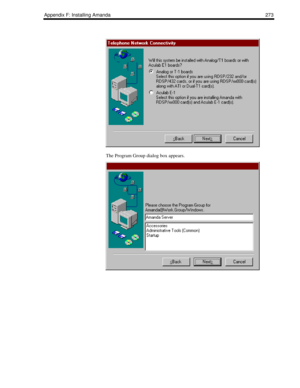 Page 283Appendix F: Installing Amanda 273
The Program Group dialog box appears. 