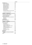 Page 44 - ENGLISH
Contents
[NETWORK] menu     138
[DIGIT
AL LINK MODE]
    
 138
[DIGIT
AL LINK SETUP]
    
 138
[DIGIT
AL LINK STATUS]
    
 139
[NETWORK SETUP]
    
 139
[NETWORK CONTROL]
    
 140
[NETWORK ST
ATUS]
    
 140
[DIGIT
AL LINK MENU]
    
 141
[Art-Net SETUP]
    
 141
Network connection
    
 142
Connecting to a twisted-pair-cable transmitter
 
  
 143
Accessing from the web browser
    
 144
Chapter 5 Maintenance
Lamp/temperature/filter indicators    162
When an indicator lights up
    
 162...