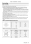 Page 49Chapter 2 Getting Started — Connecting
ENGLISH - 49
Connecting
Before connecting
 fBefore connecting, carefully read the operating instructions for the external device to be connected.
 fT

urn off the power of all devices before connecting cables.
 fT

ake note of the following points before connecting the cables. Failure t\
o do so may result in malfunctions.
 g When connecting a cable to a device connected to the projector or the pr\
ojector itself, touch any nearby 
metallic objects to eliminate...