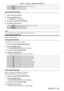 Page 119Chapter 4 Settings — [DISPLAY OPTION] menu
ENGLISH - 119
[AUTO]Automatically select [12-bit] or [10-bit].
[12-bit] Fixes to [12-bit].
[10-bit] Fixes to [10-bit].
Setting [3G-SDI MAPPING]
1) Press as to select [SDI IN].
2)  
Press the  button.
 fThe 

[SDI IN] screen is displayed.
3)
 
Press 
 as to select [3G-SDI MAPPING].
4)
 
Press 
 qw to switch the item.
[AUTO] Automatically select [LEVEL A] or [LEVEL B].
[LEVEL A] Fixes to [LEVEL A].
[LEVEL B] Fixes to [LEVEL B].
Note
 fThis does not operate when...