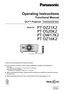 Page 1Thank you for purchasing this Panasonic product.
 ■This manual is common to all the models regardless of suffixes of the Model No.
 zfor India
PT-DZ21K2D / PT-DS20K2D / PT-DW17K2D / PT-DZ16K2D
 zfor other countries or regions
P
T-DZ21K2 / PT-DS20K2 / PT-DW17K2 / PT-DZ16K2
 ■ Before operating this product, please read the instructions carefully an\
d save this manual 
for future use.
 ■Before using this product, be sure to read “Read this first!” (
x 

pages   5   to   14).
TQBJ0889-1
DLP™ Projector...