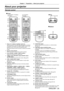 Page 25Chapter 1 Preparation — 
About your projector
ENGLISH - 25
About your projector
Remote control
 
r Bottom 
r To p
 
r Front
For PT-EZ590 / PT-EW650 / 
PT-EX620 For PT-EW550 /
PT-EX520
2 1
3
4
6 5
5
7 18 17
19
8
9
10 12
16 15
21 20
22
23
11
14 13
13 24
25
1  Power  button ( v standby/b power on)
Sets the projector to the state where the projector is switched 
off (standby mode) when the  switch on the 
projector is set to  and in the projection mode.  
Also starts projection when the power is switched off...