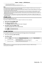 Page 79Chapter 4 Settings —  [POSITION] menu
ENGLISH - 79
*1 
Only for video signal (NTSC) input
*2  Standard signals are input signals with an aspect ratio of 4:3 or 5:4.
*3  Wide-screen signals are input signals with an aspect ratio of 16:10, 16:9 or 15:9.
Note
 
f The image size may be switched abnormally when [AUTO] is selected, please set to [NORMAL] or [WIDE] according to the input signal. 
 
f Some size modes are not available for certain types of input signals. 
 
f If an aspect ratio which is different...