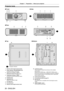 Page 26Chapter 1 Preparation — About your projector
26 - ENGLISH
Projector body
1 2 34
6 6
8
75777
14 15
12
118913
Front
Side
Rear
16710
Projection direction
Bottom
To p
1 Remote control signal receiver (front)
2  
Power indicator 
Indicates the status of the power.
3
 
Light source indicator 
Indicates the status of the light source.
4

 
T
 emperature indicator 
Indicates the internal temperature status.
5
 
Projection lens
6

 
Adjustable feet
Adjusts the projection angle.
7

 
Air intake port
8

 
Air...