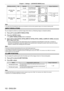 Page 102Chapter 4 Settings — [ADVANCED MENU] menu
102 - ENGLISH
Blanking correction Item OperationAdjustmentRange of adjustment
Left side of the  screen [LEFT]Press w.
The blanking zone 
moves to the right.
PT-
RZ31K: Left and right 
0 - 1   918
PT
-

RS30K: Left and right  0 - 1
  398
Press q.
The blanking zone 
moves to the left.
Right side of the  screen [RIGHT]Press q.
The blanking zone 
moves to the right.
Press w.The blanking zone 
moves to the left.
Note
 f
The upper limit of the adjustment range may be...