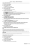 Page 119Chapter 4 Settings — [DISPLAY OPTION] menu
ENGLISH - 119
Setting [RGB2 EDID MODE]
1) Press as to select [RGB IN].
2)  
Press the  button.
 fThe 

[RGB IN] screen is displayed.
3)
 
Press 
 as to select [RGB2 EDID MODE].
4)
 
Press the  button.
 fThe 

[RGB2 EDID MODE] screen is displayed.
5)
 
Press 
 qw to switch [EDID MODE].
 fThe items will switch each time you press the button.
[DEFAULT] Standard setting.
[SCREEN FIT] Changes EDID data according to the [SCREEN FORMAT] setting.
[USER] Sets the...