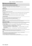 Page 196Chapter 6 Maintenance — Maintenance/replacement
196 - ENGLISH
Maintenance/replacement
Before performing maintenance/replacement
 fMake sure to turn of f the power before maintaining or replacing the unit.
 fWhen switching of

f the projector, make sure to follow the procedures in “Switching off the projector” 
(x
  page   68).
Maintenance
Outer case
Wipe off dirt and dust with a soft, dry cloth.
 fIf the dirt is persistent, soak the cloth with water and wring it thorou\
ghly before wiping. Dry of

f the...