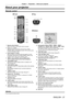 Page 27Chapter 1 Preparation — About your projector
ENGLISH - 27
About your projector
Remote control
1
2
6 4
7 5
8
9
10 3
13 12 11
20
14
15
16
23
17
18
19 21
22
Front To p
Bottom
A strap can be attached 
depending on the usage.
1 Remote control indicator
Blinks if any button in the remote control is pressed.
2
 
Power on < b

> button
Sets the projector to projection mode when the  switch on the projector is set to  and the power 
is turned off (standby mode).
3
 
Power standby <
 v> button
Sets the projector...
