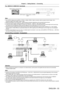 Page 53Chapter 2 Getting Started — Connecting
ENGLISH - 53
For / terminals
SD-SDI signal, HD-SDI signal, or 3G-SDI signal
Digital VCR for commercial use
Note
 f
Use a 5CFB or higher (such as 5CFB, or 7CFB) or a Belden 1694A  or higher connection cable to properly transmit images. Use a 
connection cable of 100   m (328'1") length or less.
 fSetting of the [DISPLA

Y OPTION] menu → [SDI IN] may be necessary depending on the connected external device.
 fT

o input the dual link signals, setting the...