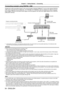 Page 54Chapter 2 Getting Started — Connecting
54 - ENGLISH
Connecting example using DIGITAL LINK
Twisted-pair-cable transmitter based on the communication standard HDBaseTTM such as the optional DIGITAL 
LINK output supported device (Model No.: ET
-

YFB100G, ET
-

YFB200G) uses the twisted pair cable to transmit 
input images, Ethernet, and serial control signal, and the projector can input such digital signal to the  terminal.
Blu-ray disc player HDMI cable
(commercially available)
Control computer*1...